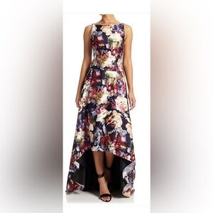 Adrianna Papell Black Dress with Floral Design
